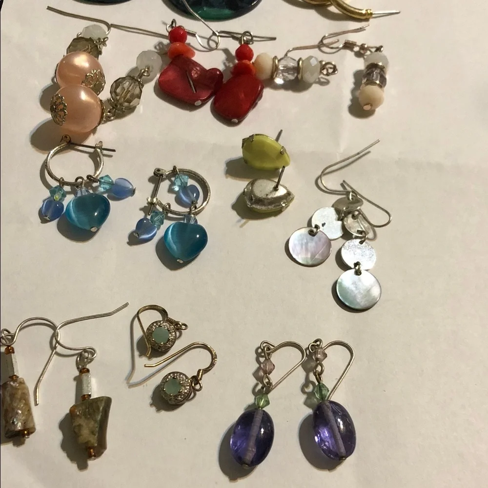 Assorted Women's Fashion Earrings - Multicolor Set 11 pair most hooks sterling